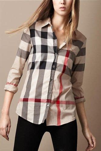 burberry women's brit tonal check shirt carmel|burberry clothing website.